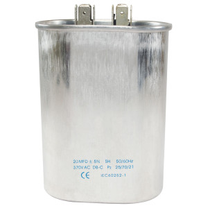 Appli Parts Run Capacitor for ac 20 Mfd uF (microfarads) 370VAC CBB65 Oval Universal fit for hvac and other applications in 2-3/4 in Wide 1-3/4 in Depth 4-1/4 in Height CON-20-370 