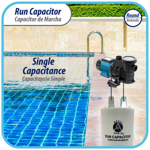 Appli Parts Run Capacitor for electric motors 35 Mfd uF (microfarads) 250VAC Plastic Case with terminals CBB60 Round Universal fit water pumps and others 3-3/8 in High 1-3/4 in Wide CON-35-250-P