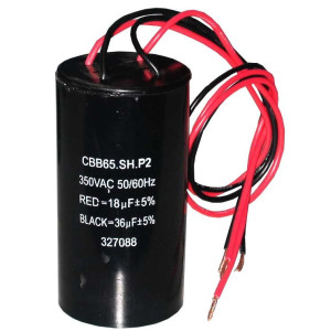 Appli Parts CAP-1836 Capacitor Dual para Lavadora 18/36 Mfd, 350 VAC, 50/60 Hz, CBB65, .SH.P2, Cables rojos de 18 mfd y cables negros de 36 mfd 327088, remplazo para lavadoras LG, Samsung, Daewoo, Nisato y otras