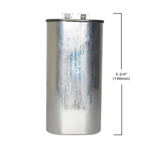 Appli Parts Run Capacitor for ac 75 Mfd uF (microfarads) 370VAC CBB65 Oval Universal fit for hvac and other applications 2-3/4 in Wide 1-3/4 in Depth 5-3/4 in Height CON-75-370 