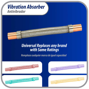 Appli Parts APVE-118 1-1/8 in Vibration Absorber Eliminator Sweat Connections 13 in Long 450 psi Max working and 3,265 psi Burst pressure