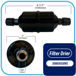Appli Parts APFD-083 Filtro Secador 3/8 pulg para linea Liquido para Sistemas de Refrigeracion y aire acondicionado 083 SAE Rosca Universal Unidireccional 165mm Largo 51mm Ancho