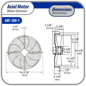 Appli Parts AXF-300-1 11-3/4 in Axial Fan Motor Guard Mounted Fan Blade 115V, 1 Ph, 50-60 Hz, 115W, 1590 rpm, Universal replacement for Cold Room Evaporators, Condensing Units, Work Temp -22F to 140F