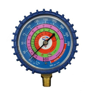 Uniweld G530LD Esfera de Manometro Baja Azul R-410A,R-22,R-404A psi-Fahrenheit