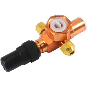 Appli Parts APRV-VA10 Valvula Rotolock V10 1 pulg x 5/8 pulg Soldable con puertos de acceso de 1/4 pulg Universal para sistemas de refrigeracion y aire acondicionado