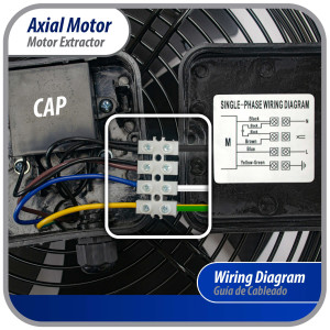 Appli Parts AXF-400 Extractor Axial 400 mm (15-3/4 pulg) 220 V, 1 ph, 50-60 Hz, 270 W, 1510 rpm, Rango Temperatura -30 C a 60 C, incluye aspa y base tipo jaula
