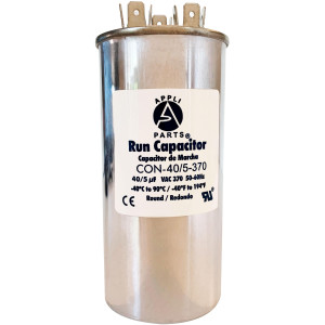 Appli Parts Condensador Capacitor de Marcha 40+5 Mfd uF (microfaradios) 370VAC CBB65 Universal Aire acondicionado y otras aplicaciones Redondo UL E476928 5cm Ancho 11.7cm Alto CON-40/5-370-R