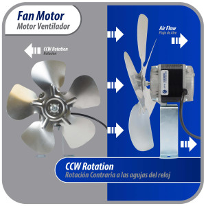 Appli Parts APFM-341E Motor Ventilador 34W Condensador y Evaporador 115V 60Hz 1.5A, Incluye Aspa de Aluminio de 30cm y Base de Montaje, Repuesto Universal para Equipos de Refrigeracion Comercial