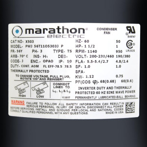 Motor Marathon Un Eje 1 1/2hp 1140 Rpm 230v/460v 3ph X503. Rolinera, 50/60hz
