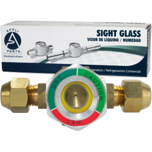 Appli Parts APSG-14 1/4 in Sight Glass and liquid moisture indicator Flare connections with take-apart Body for HVAC/R installations suitable for CFC HCFC HFC refrigerants