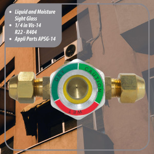 Appli Parts APSG-14 1/4 in Sight Glass and liquid moisture indicator Flare connections with take-apart Body for HVAC/R installations suitable for CFC HCFC HFC refrigerants