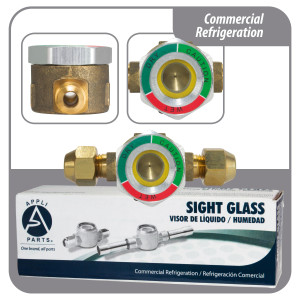 Appli Parts APSG-14A Visor de Liquido 1/4 pulg Flare e Indicador de Humedad con conexiones Rosca con cuerpo extraible para Sistemas de Refrigeracion y Aire Acondicionado