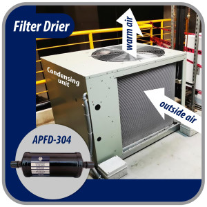 Appli Parts APFD-304 1/2 in Liquid Line Refrigerant AC Filter Drier hvac Refrigeration 304 SAE Flare connection universal unidirectional 10-1/2 in long 3-1/4 in wide