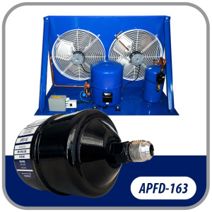 Appli Parts APFD-163 Filtro Secador 3/8 pulg para linea Liquido para Sistemas de Refrigeracion y aire acondicionado 163 SAE Rosca Universal Unidireccional 178mm Largo 76mm Ancho