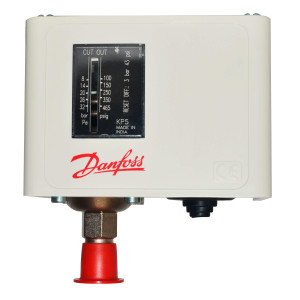 Danfoss 060-117391 Presostato KP5 de Alta para Sistemas de Refrigeracion con Reset Manual, 43 psi de Diferencial y conexion para 1/4 Flare 060-117366