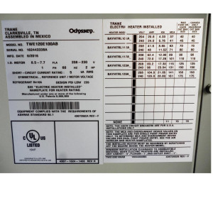 Air Handler 120.000 Btu 208-230v/60hz/1ph Trane R410 (Dual Circuit)