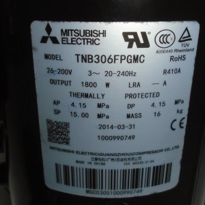 Compresor Inverter Mitsubishi Tnb306fpgmc R410a 11103020000126 / 201401500220 / 11103020000002 / 201401510160
Sirve Emvrf50c00b / Eddm036c16b