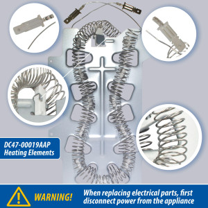 DC47-00019A resistencia para secadora Appli Parts DC47-00019AAP Reemplazo de la pieza original Secadora Samsung y otros modelos compatibles con numero de pieza DC47-00019A elemento calefactor