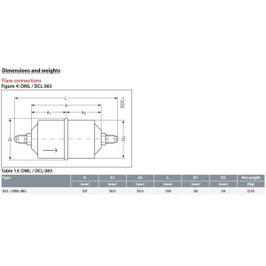 Danfoss 023Z5005 Filtro Secador 3/8pulg linea de Liquido para sistemas de aire acondicionado y refrigeracion DCL 083 Roscable 3.1-4.6tons Unidireccional 15.8cm Largo 5.8cm Ancho