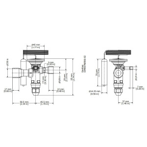 Danfoss 067N2007 11TR Valvula de Expansion Termostatica, TGE, R22,R407C, 5/8x7/8 pulg Soldable, ODF, 1/4 pulg Ecualizacion Externa, Bi-flow, -25 a 10 C, remplaza 067N2027