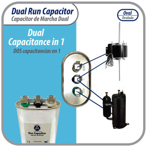 Appli Parts CON-80/5-370 Condensador Capacitor de Marcha 80+5 Mfd uF (microfaradios) 370VAC CBB65 Universal Aire acondicionado y otras aplicaciones Ovalado UL, 7.7cm Ancho 4.5cm Prof 10.2cm Alto