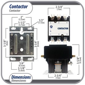 Appli Parts APAC-36024 Contactor 3 Polos 60A 24V Bobina Repuesto para Compresores de CA y Aplicaciones Electricas Certificacion UL E476929 de Trabajo Pesado