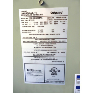Vertical Cond. 120.000btu R410 208-230v/60hz/3ph Trane Tta120g300a