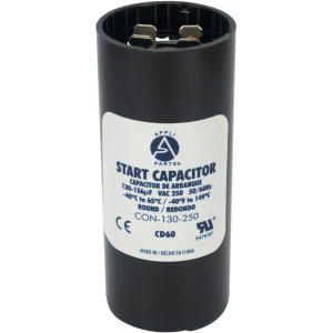 Appli Parts CON-130-250 Capacitor de Arranque 130-156 MFD (microfaradios) uF, 250 VAC. Universal para Motores Electricos, condensador de arranque de 3.7 cm de Diametro, 8.6 cm de Alto