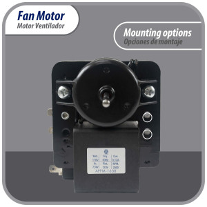Appli Parts APFM-1638 Motor Ventilador para evaporadores de refrigeradoras 110 V, 60 Hz, 0.12 A, 7.5 W, 2500 rpm, CCW Giro contrario a las agujas del reloj, eje 4.3 cm Sirve 200D2940P005, 200D2940P011, P009, WR01F01638 