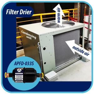 Appli Parts APFD-033S Filtro Secador 3/8 pulg para linea Liquido para Sistemas de Refrigeracion y aire acondicionado 033S ODF Soldable Universal Unidireccional 102mm Largo 25mm Ancho