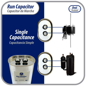 Appli Parts Run Capacitor for ac 35 Mfd uF (microfarads) 370VAC CBB65 Oval Universal fit for hvac and other applications 2-7/8in Wide 1-7/8 Depth 3-1/4in High CON-35-370 