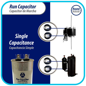 Appli Parts Condensador Capacitor de Marcha 55 Mfd uF (microfaradios) 370VAC CBB65 Universal Aire acondicionado y otras aplicaciones Redondo UL E476928 12cm Alto 5.1cm Ancho CON-55-370-R