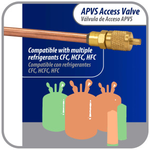Appli Parts APVS-1431631/4 in SAE Access Schrader Valve x 3/16 ODF x 3 in Copper Stem with Valve Core and Cap with gasket and core remover for AC and refrigeration systems