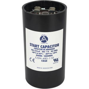 Appli Parts CON-485-110 Motor Start Capacitor 485-533 MFD uF, 110-125 VAC. Universal for Electric Motor Applications, 1.75 in Wide, 3.38 in Height