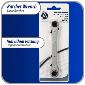 Appli Parts APT-RW122 Llave Ratchet 1/4 - 3/8 - 3/16 - 5/16 pulg, herramienta para servicios de sistemas de Aire Acondicionado y Refrigeracion