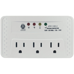 Appli Parts APVP-11EE3-2 Protector 120 V, 50/60 Hz, 12 A, 140 joules para Equipos Electronicos como Televisores, VHS, DVD, Blu Ray y Otros, protege sobrevoltaje y bajo voltaje