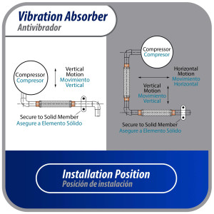 Appli Parts APVE-78 Antivibrador 7/8 pulg Soldable Eliminador de Vibracion 29cm Largo 450psi presion maxima de trabajo y 3.265psi presion de rotura