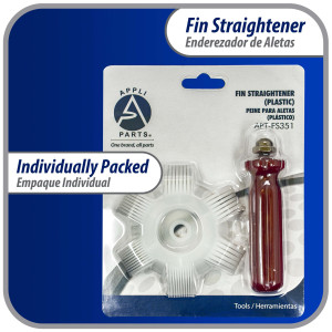 Appli Parts APT-FS351 peine plastico enderezador de aletas para evaporador condensador y radiador con separaciones de 8,9,10,12,14,15 pulg entre aletas aumenta el flujo de aire y mejora el rendimiento del equipo 