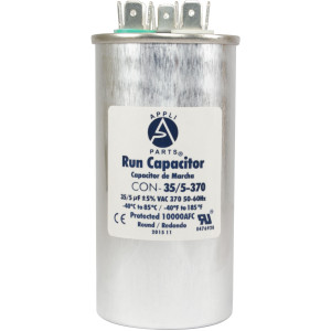 Appli Parts Condensador Capacitor de Marcha 35+5 Mfd uF (microfaradios) 370VAC CBB65 Universal Aire acondicionado y otras aplicaciones Redondo UL E476928 11cm Alto 5cm Ancho CON-35/5-370-R