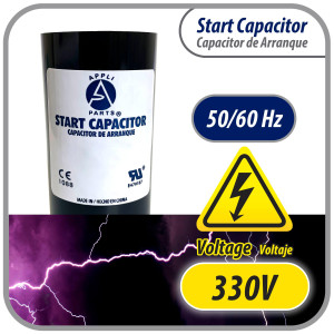Appli Parts CON-270-330 Capacitor de Arranque 270-324 MFD (microfaradios) uF, 330 VAC. Universal para Motores Electricos, condensador de arranque de 4.6 cm de Diametro, 8.6 cm de Alto