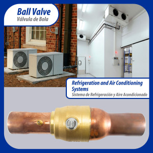 Appli Parts APBV-258 2-5/8 in Shut Off Ball Valve ODF Universal Replacement 610 psi (4.2 Mpa) max pressure -22 F to 248 F work temperature with 1/4 in SAE service port, with 14-5/6 in overall length