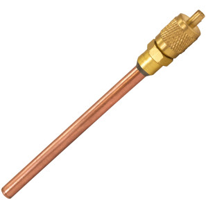 Appli Parts APVS-143162 1/4 in SAE Access Schrader Valve x 3/16 ODF x 2 in Copper Stem with Valve Core and Cap with gasket and core remover for AC and refrigeration systems