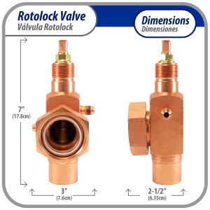Appli Parts APRV-VA02 Rotolock Valve V02 1-3/4 in x 1-1/8 in ODF solder connection Universal replacement valve will work for refrigeration and air conditioning systems
