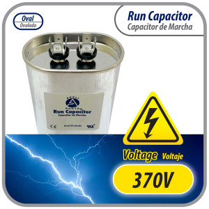 Appli Parts Run Capacitor for ac 15 Mfd uF (microfarads) 370VAC CBB65 Oval Universal fit for hvac and other applications 2-7/8in Wide 1-7/8in Depth 3-1/4in High CON-15-370
