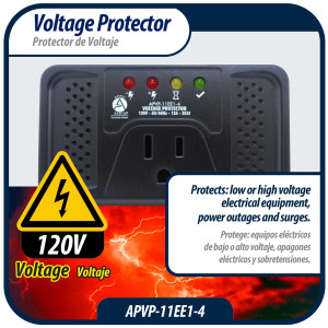 Appli Parts APVP-11EE1-4 120 V Voltage Surge Protector for Refrigerators with Digital Boards, 50/60 Hz, 12 A, 303 joules, regulator with time delay works with all appliance brands