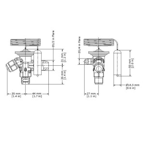 Danfoss 068Z3209 Cuerpo de Valvula de Expansion TE 2 para R22, R407C Ecualizacion Externa 3/8 x 1/2 x 1/4 Flare, Capacidad desde 1/4 hasta 5-1/2 tons, capacidad determinada por Orificio de venta separada, 068Z3238