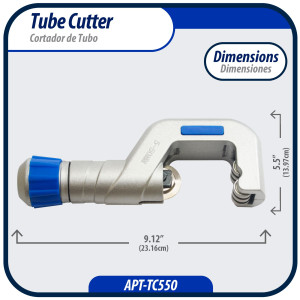 Appli Parts APT-TC550 1/4 in to 2 in Tube Cutter for Copper, Aluminum, Steel, PVC and other soft metal pipe for Plumbing and HVAC/R Professionals and DIY Applications 