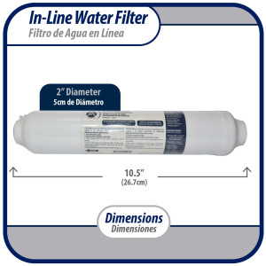 Appli Parts APWF-100 Filtro de Agua en Linea con conexion de 1/4 de pulg (Conectores no incluidos) vida util de 2500 galones o de 6 a 12 meses, para presiones entre 30 y 125 PSI