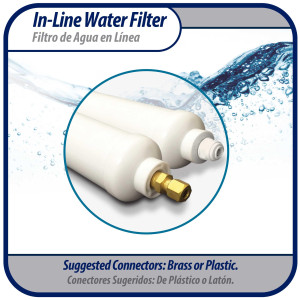 Appli Parts APWF-100 Filtro de Agua en Linea con conexion de 1/4 de pulg (Conectores no incluidos) vida util de 2500 galones o de 6 a 12 meses, para presiones entre 30 y 125 PSI