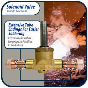 Appli Parts APSOV-38CS 3/8 ODF Solenoid Valve Body, Normally Closed NC, Coil Not Included, Suitable for multiple refrigerants CFC, HCFC and HFC